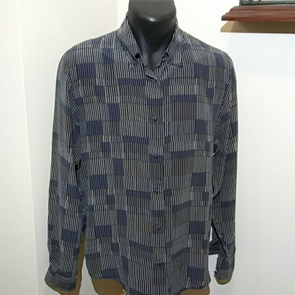 Riva Silk black/multicolored 100%silk dress shirt